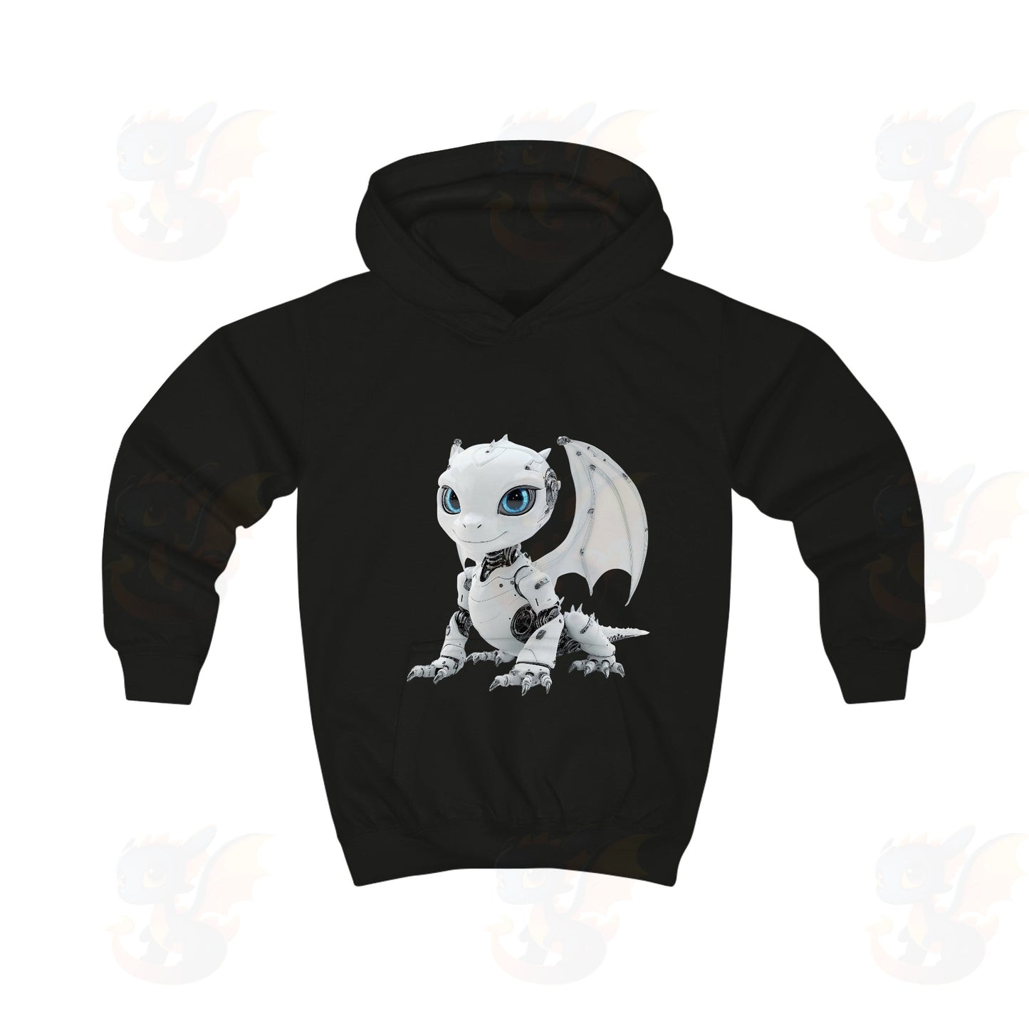 Cool Looking White Robot Dragon - Kids Hoodie