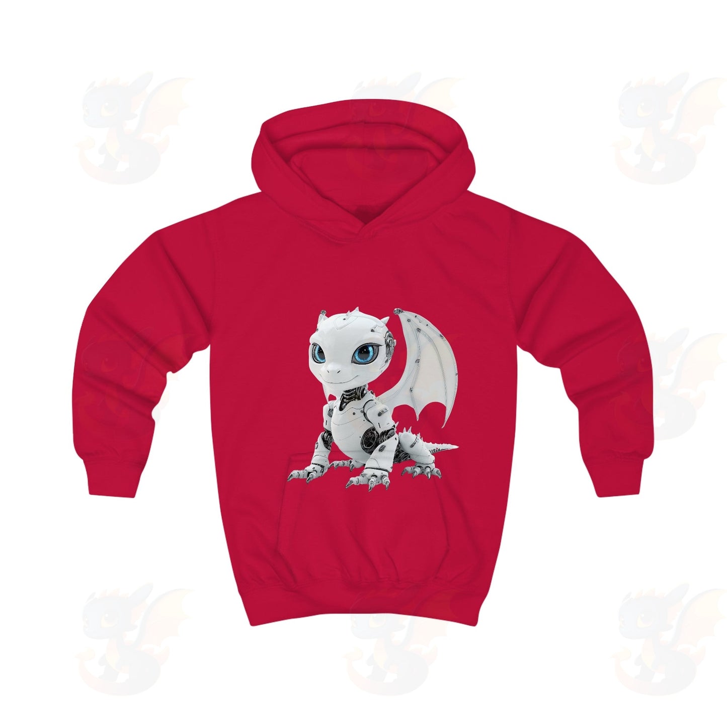 Cool Looking White Robot Dragon - Kids Hoodie