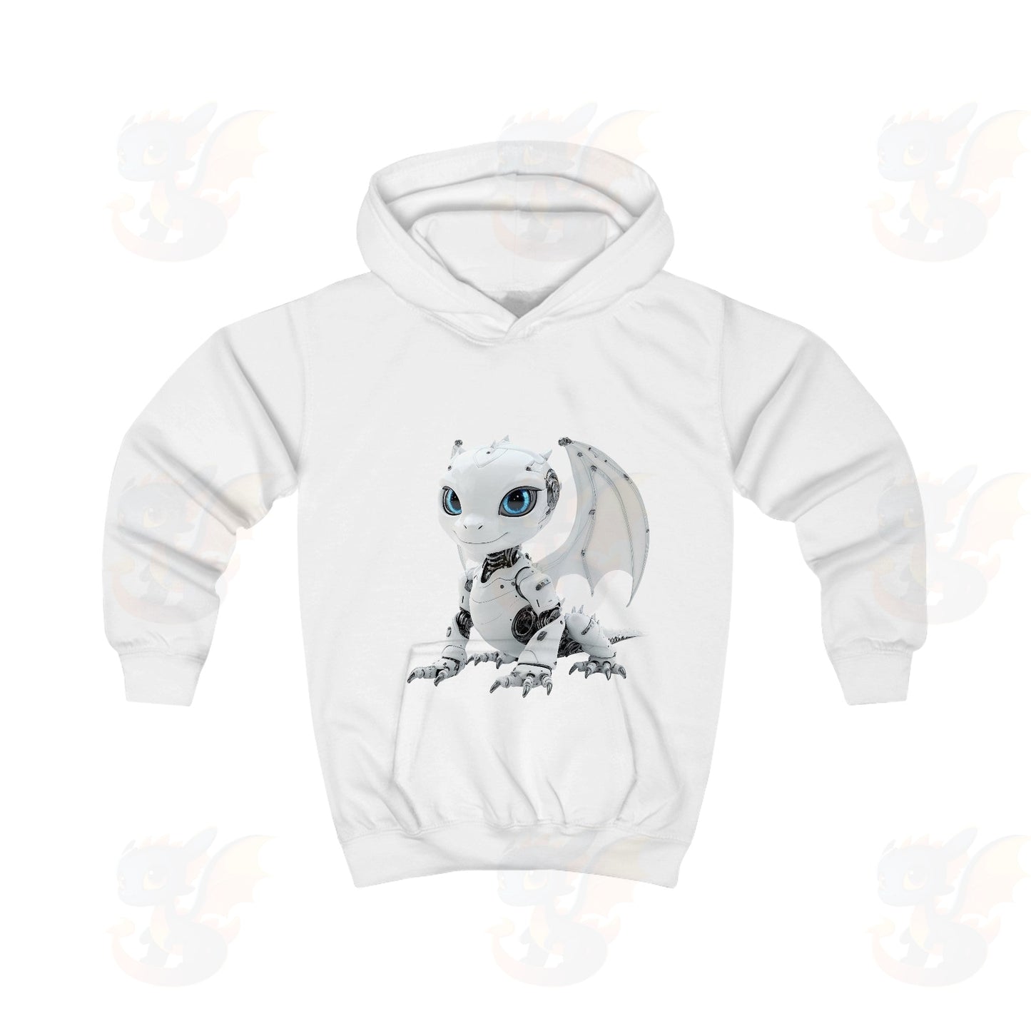 Cool Looking White Robot Dragon - Kids Hoodie