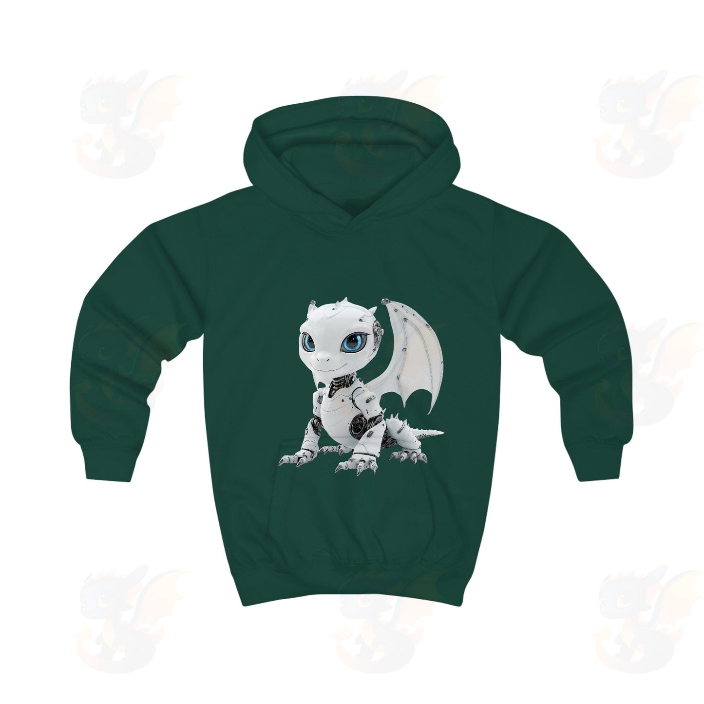 Cool Looking White Robot Dragon - Kids Hoodie