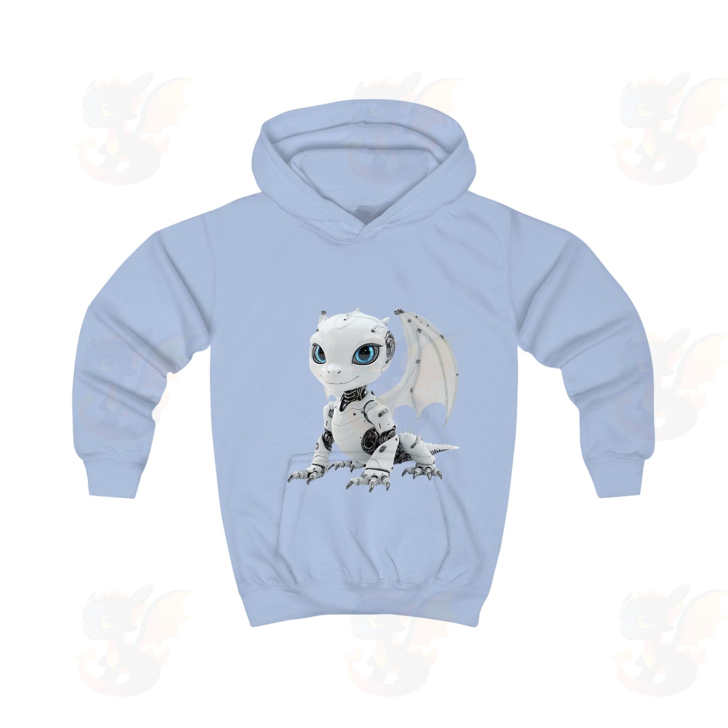 Cool Looking White Robot Dragon - Kids Hoodie