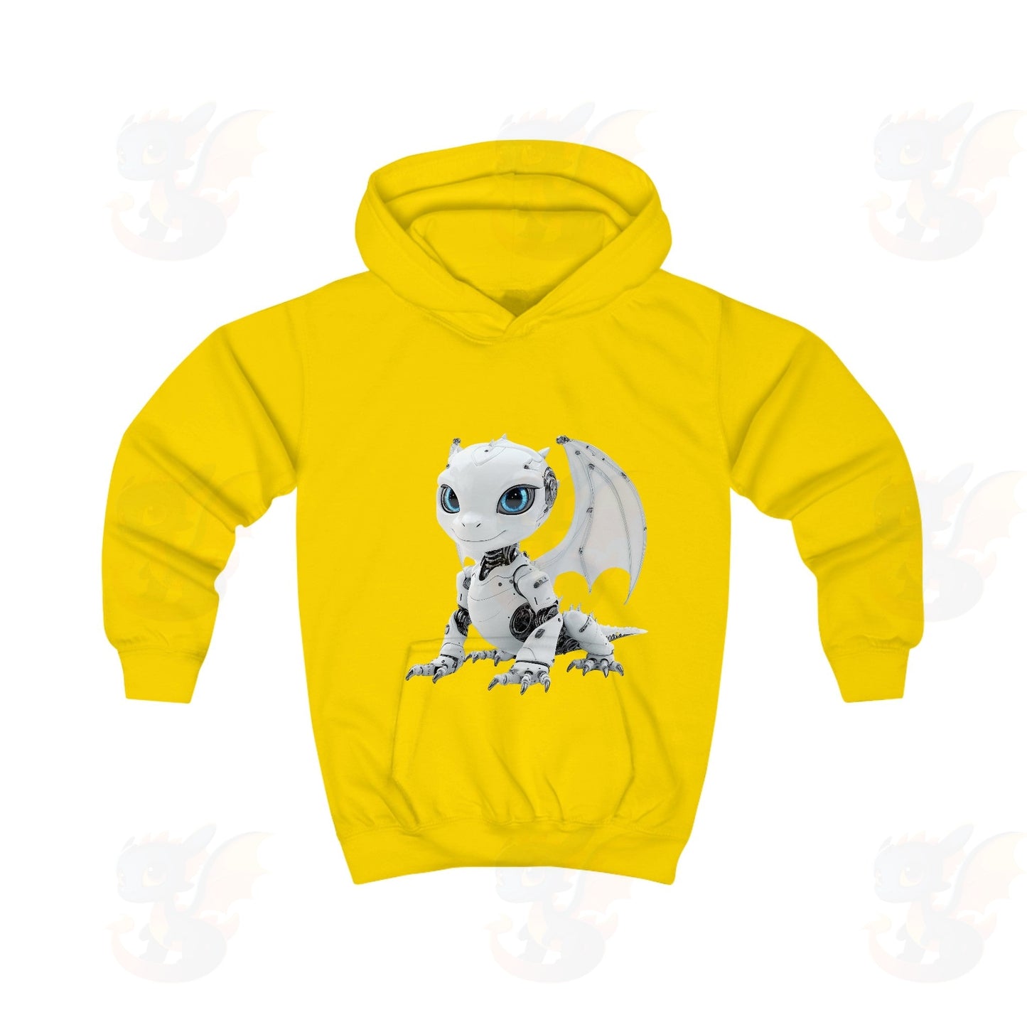 Cool Looking White Robot Dragon - Kids Hoodie