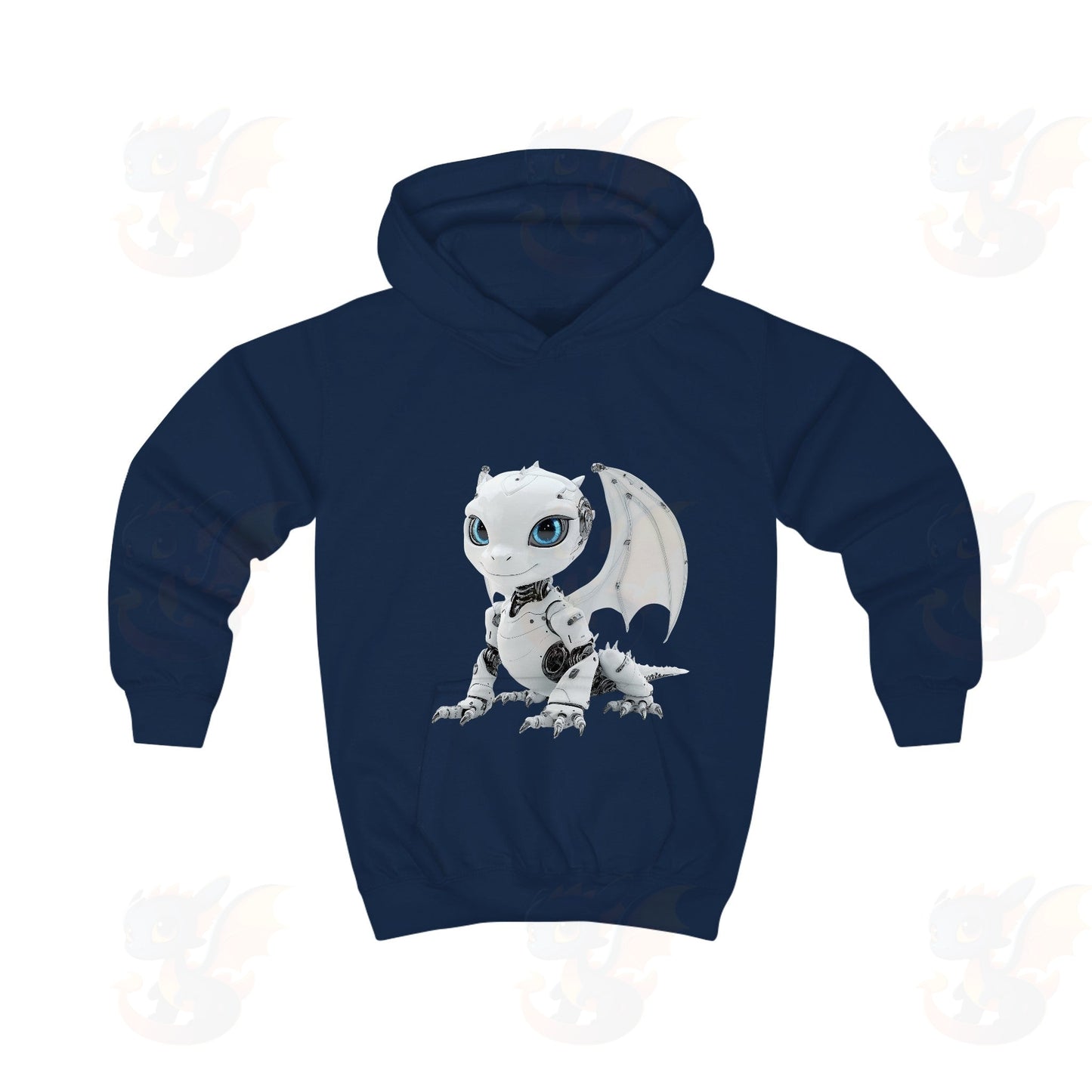 Cool Looking White Robot Dragon - Kids Hoodie