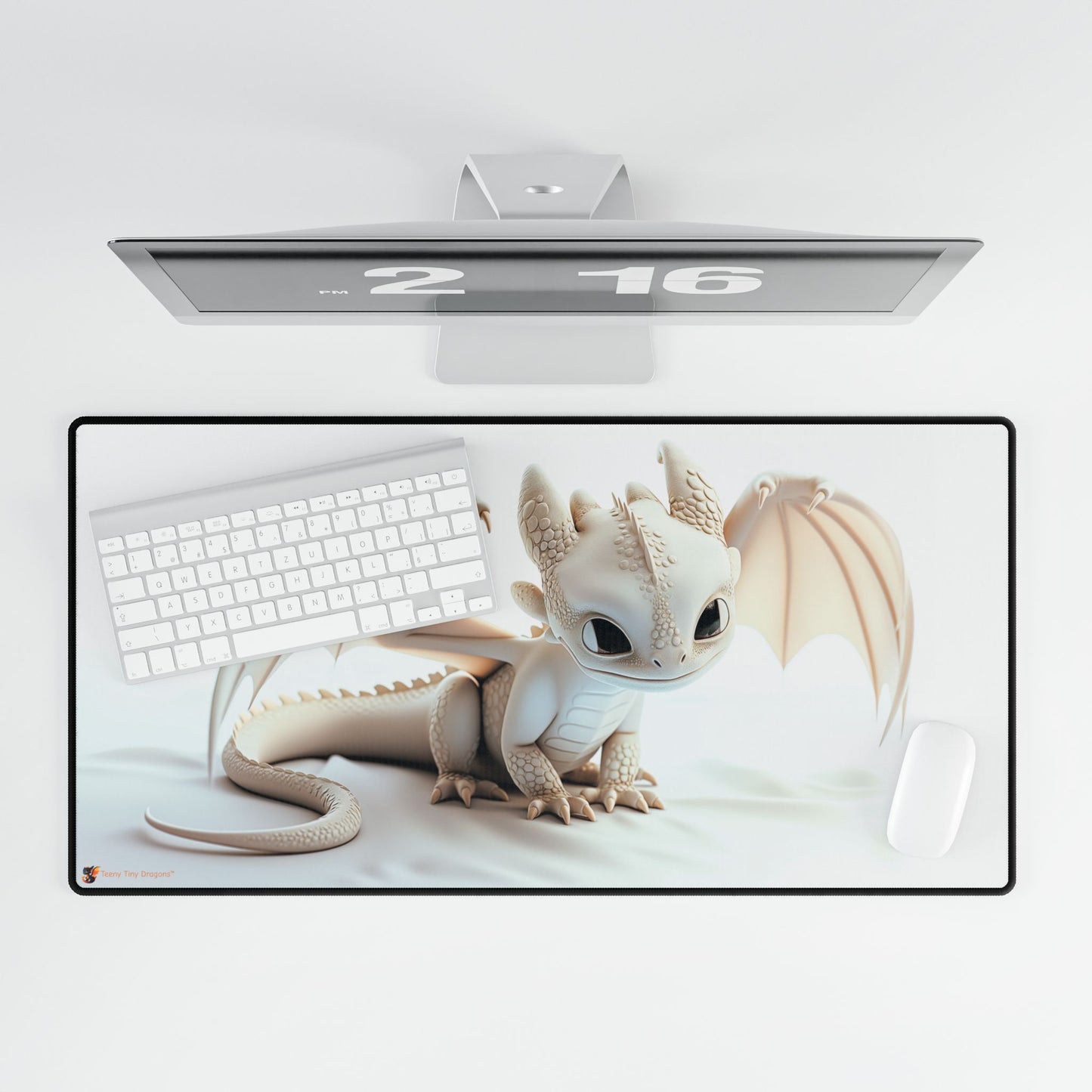Cute White Baby Dragon Mouse Mat - Teeny Tiny Dragons