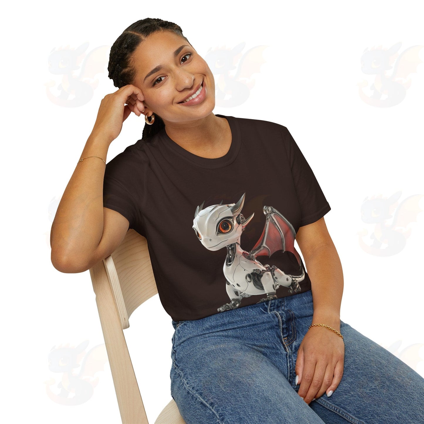 Adult Robot Dragon Design Unisex Softstyle T-Shirt