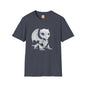 White Robot Dragon Adult Unisex Softstyle T-Shirt - Teeny Tiny Dragons