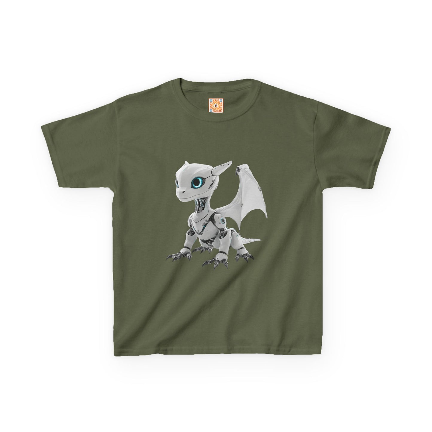 Little White Robot Dragon Kids Heavy Cotton T-Shirt - Teeny Tiny Dragons