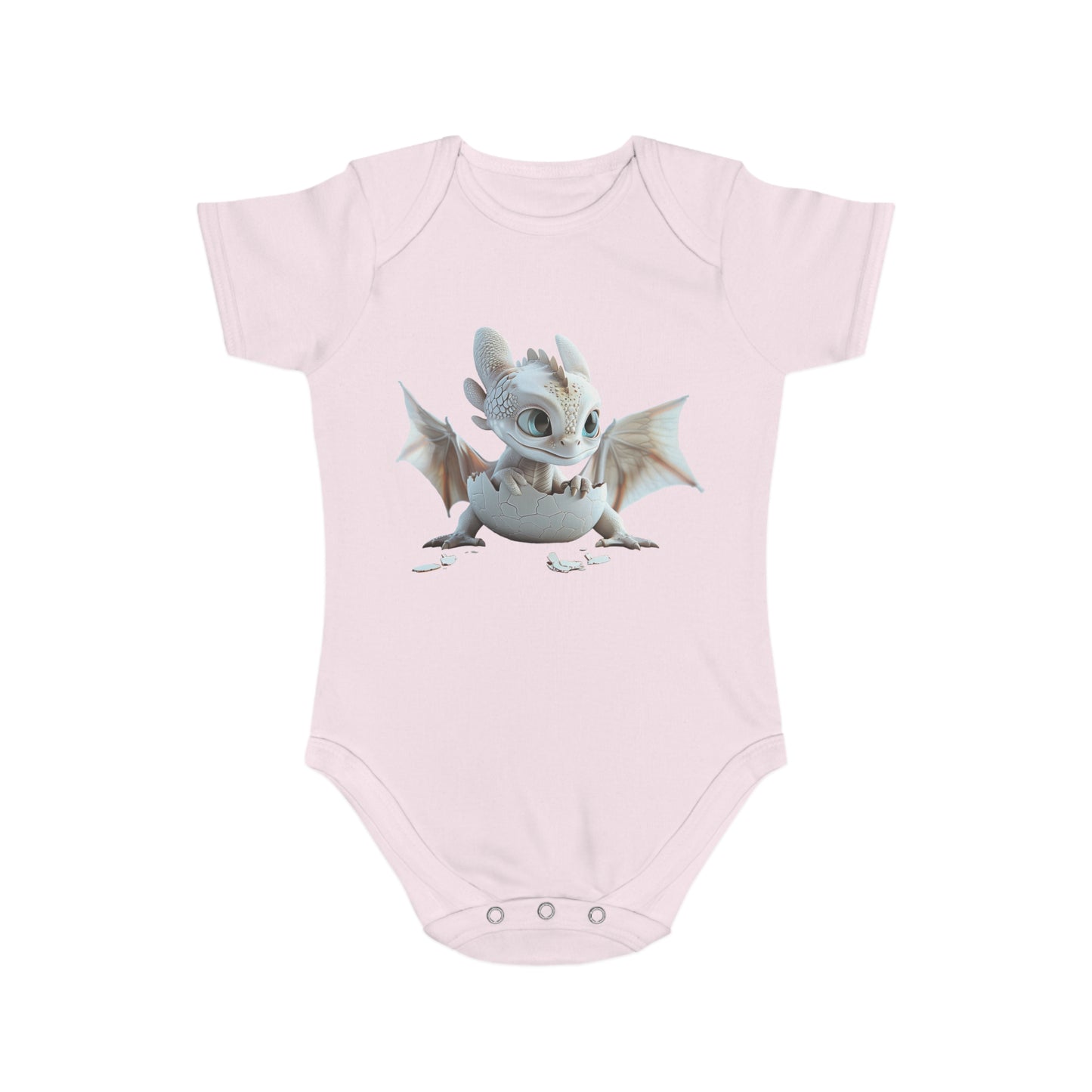 Short Sleeve Baby Bodysuit with an Adorable Baby Dragon