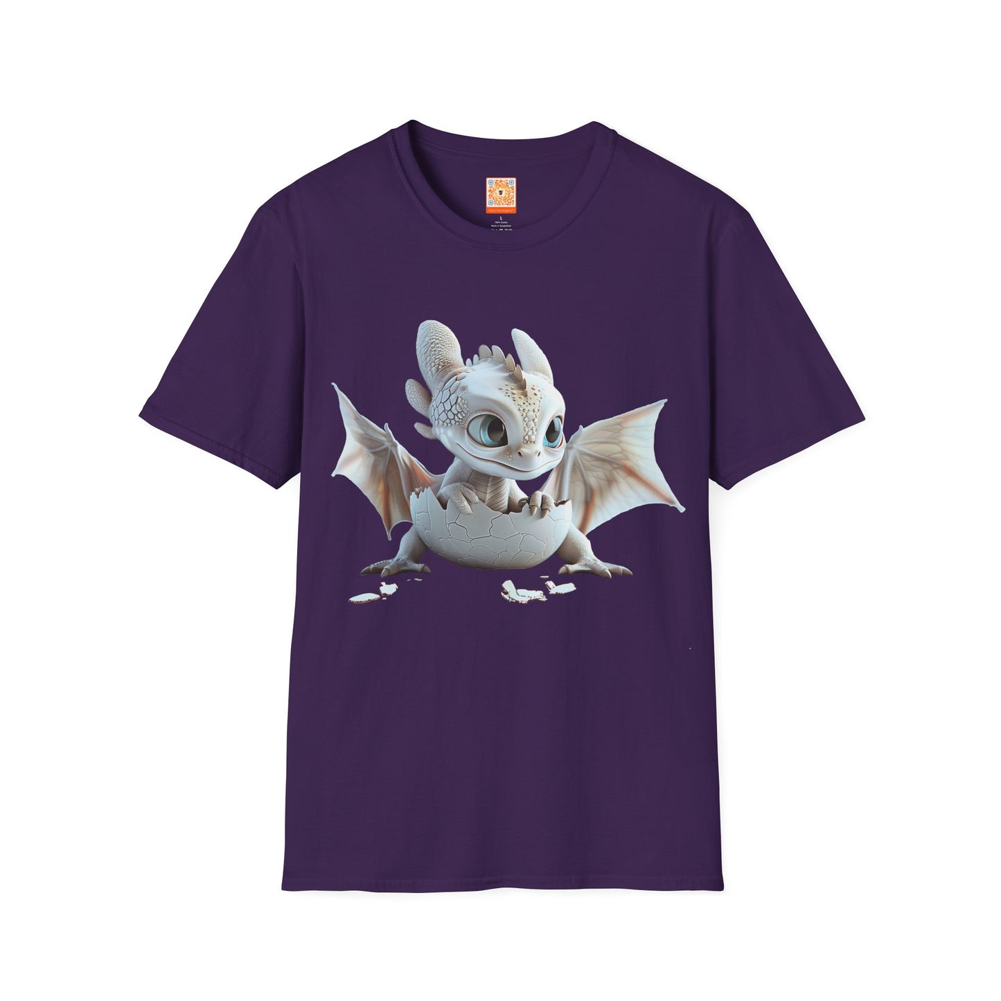 Baby Dragon Hatching from Egg Adult Unisex Softstyle T-Shirt - Teeny Tiny Dragons
