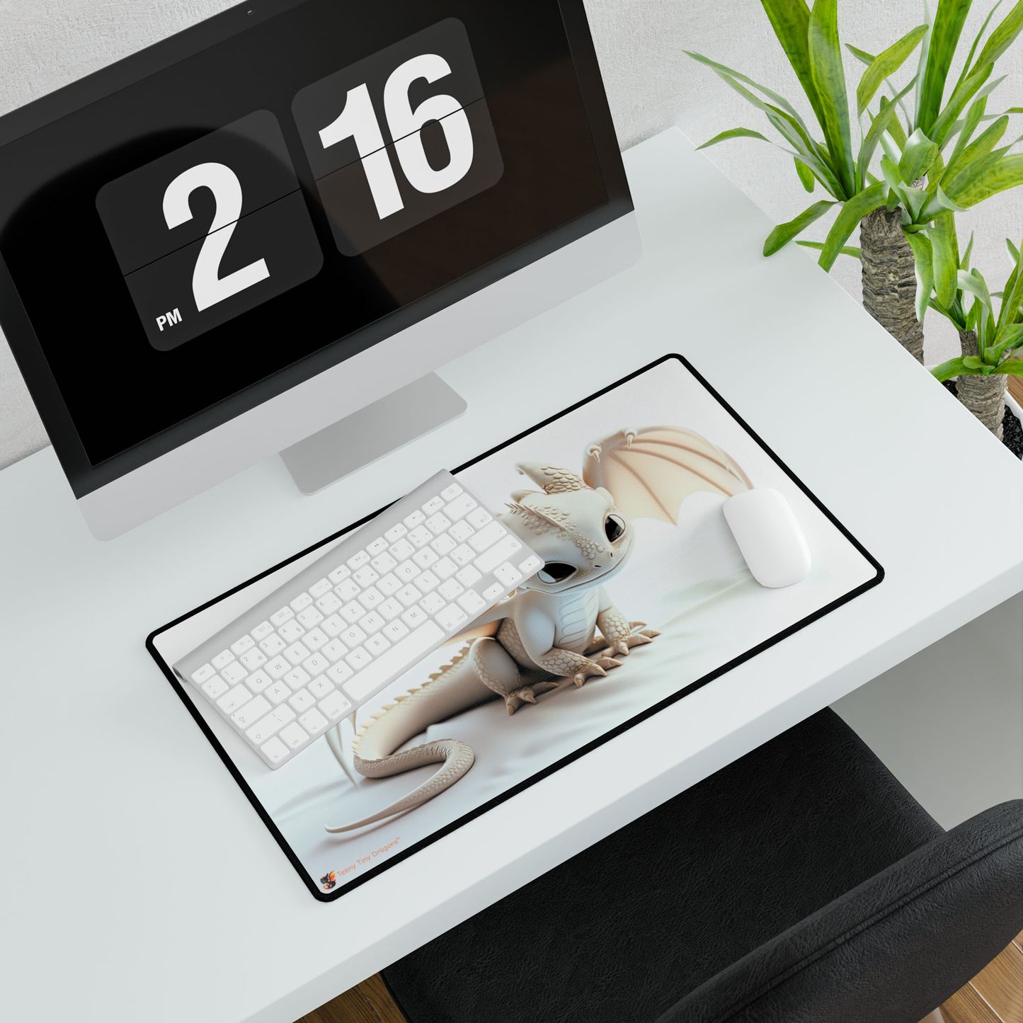 Cute White Baby Dragon Mouse Mat - Teeny Tiny Dragons