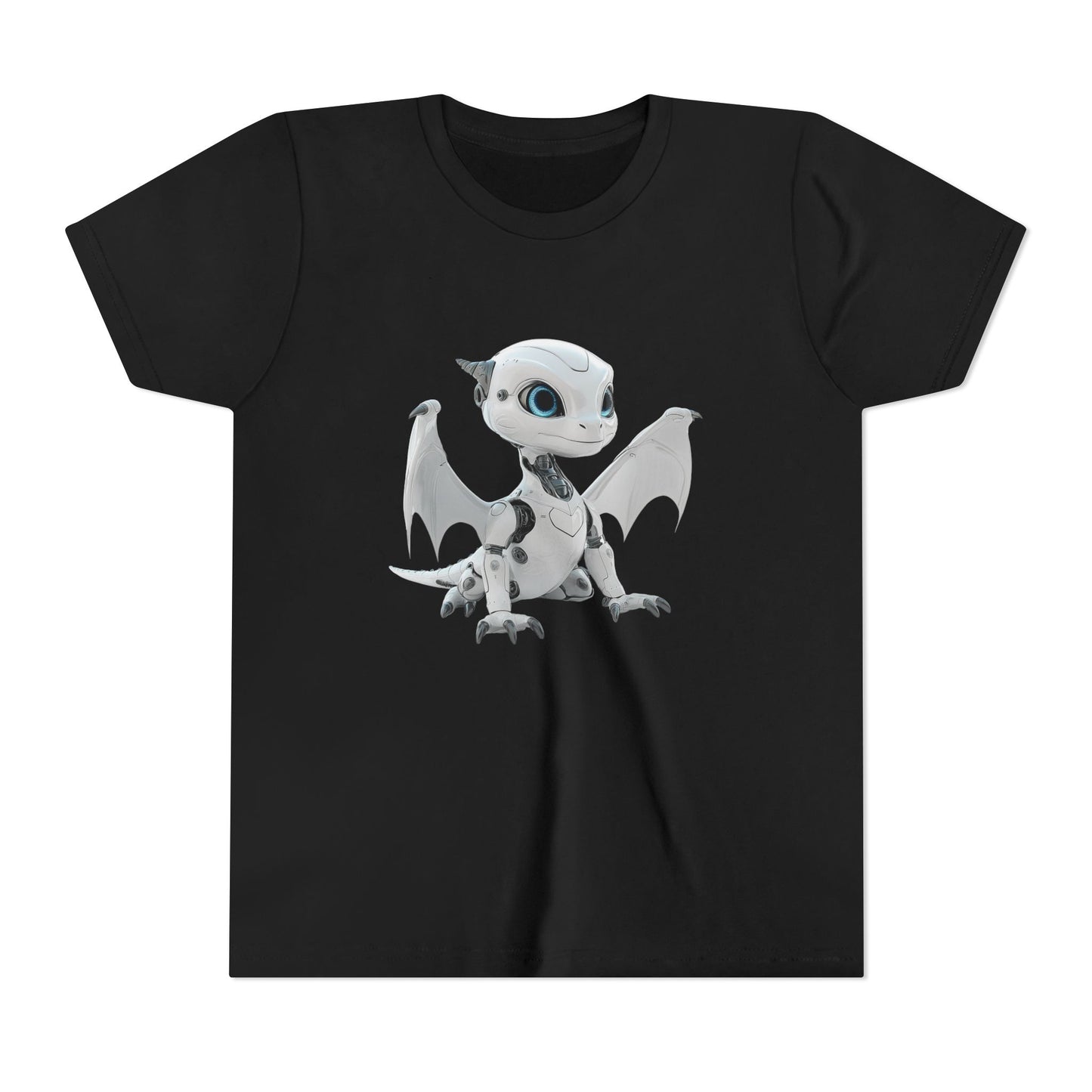 White Robot Dragon - Youth Short Sleeve T-Shirt - Teeny Tiny Dragons