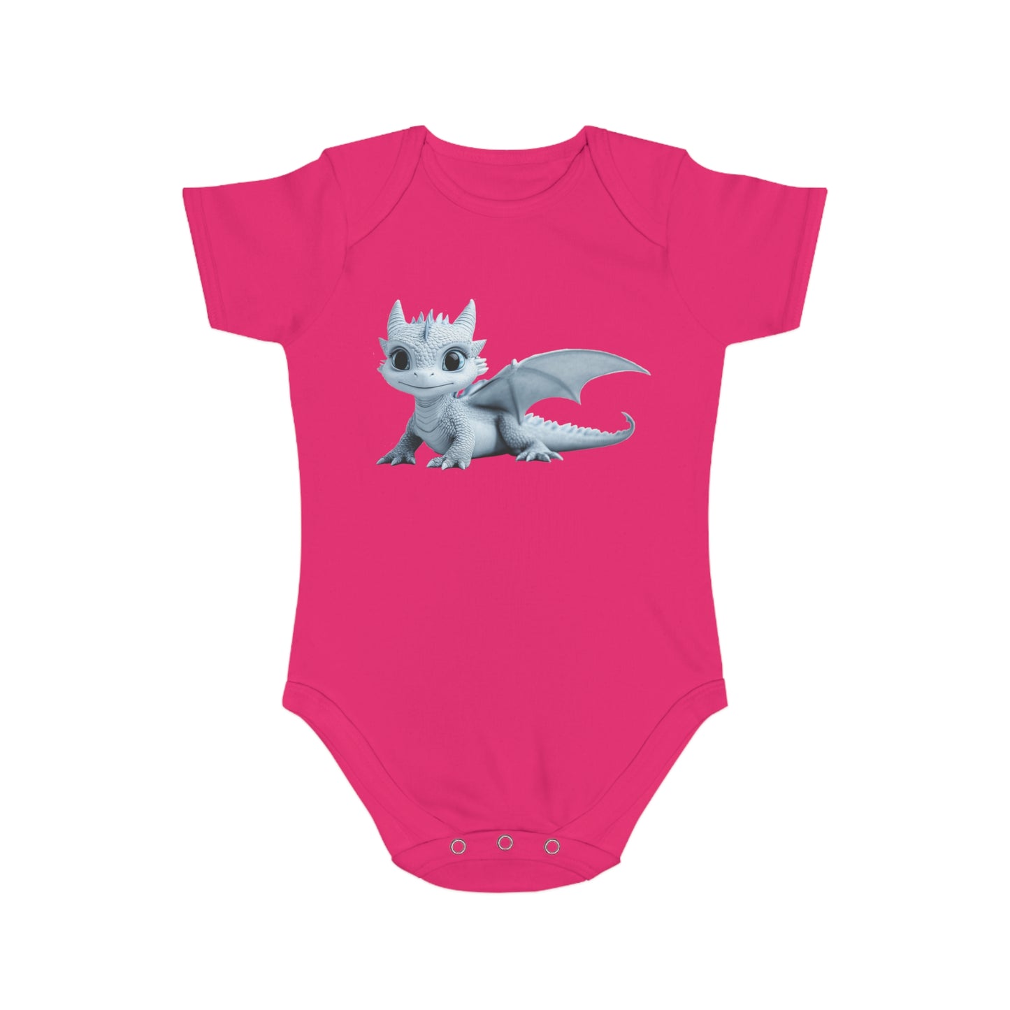 Short Sleeve Baby Bodysuit with an Adorable Baby Dragon