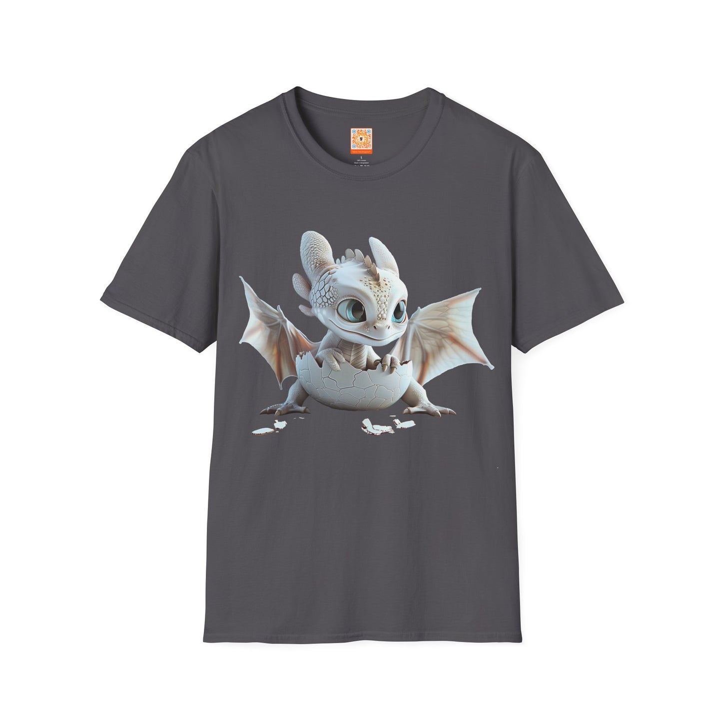Baby Dragon Hatching from Egg Adult Unisex Softstyle T-Shirt - Teeny Tiny Dragons