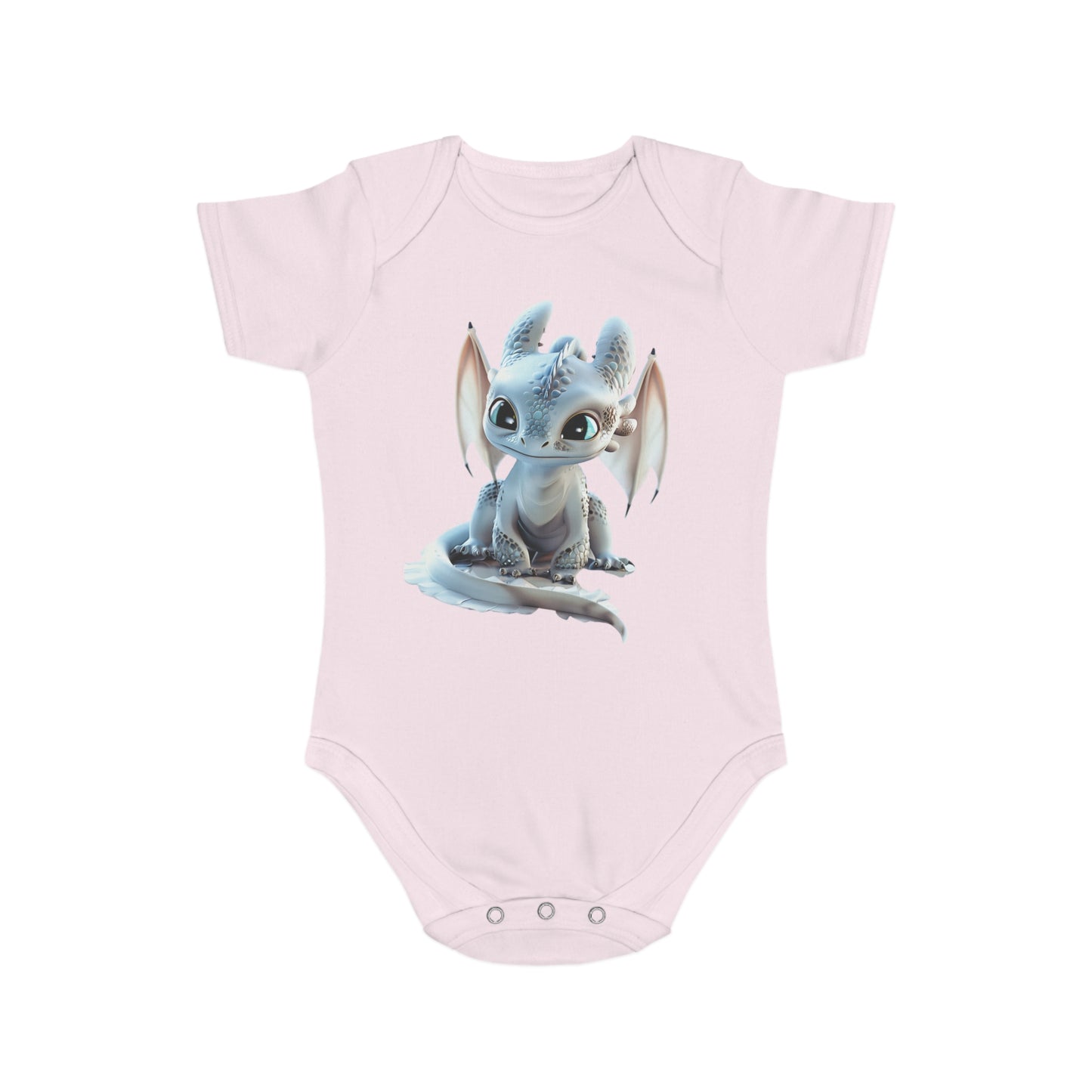 Short Sleeve Baby Bodysuit with an Adorable Baby Dragon