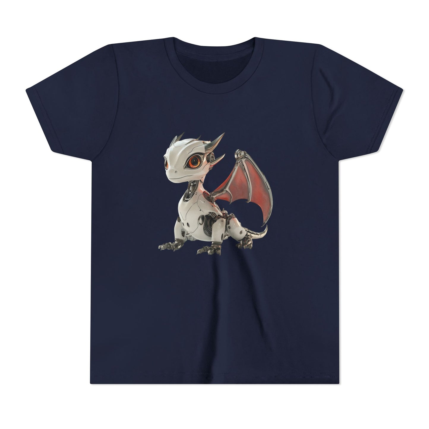 Red Eyed Robot Dragon - Youth Short Sleeve T-Shirt - Teeny Tiny Dragons