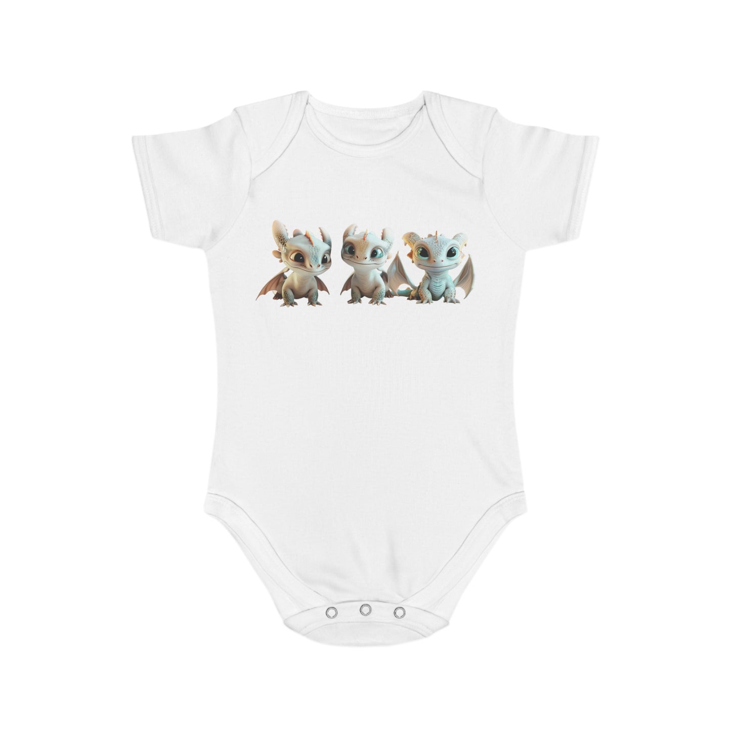 Short Sleeve Baby Bodysuit with 3 Cute Baby Dragons | Teeny Tiny Dragons