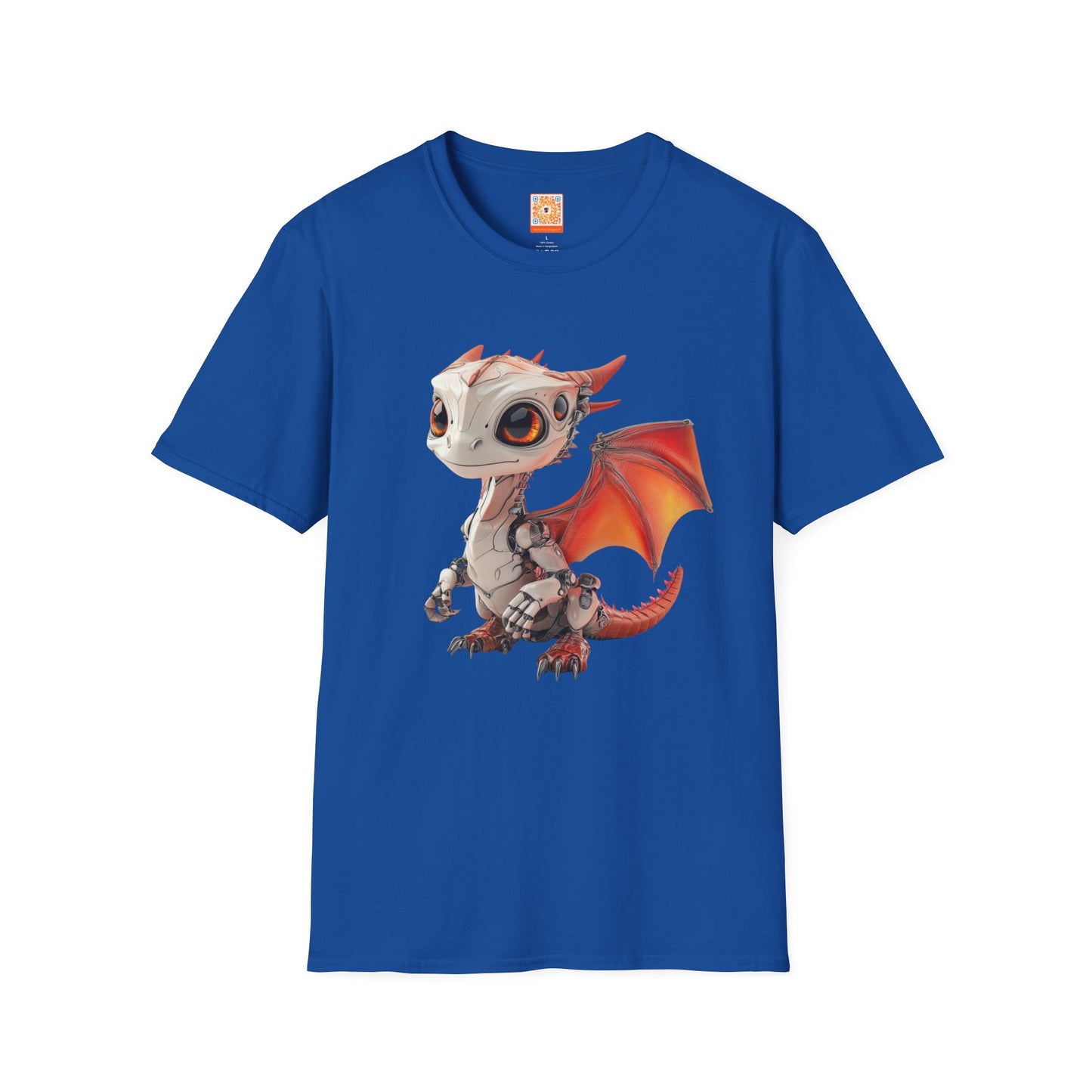 Big Eyed Baby Robot Dragon Adult Unisex Softstyle T-Shirt - Teeny Tiny Dragons