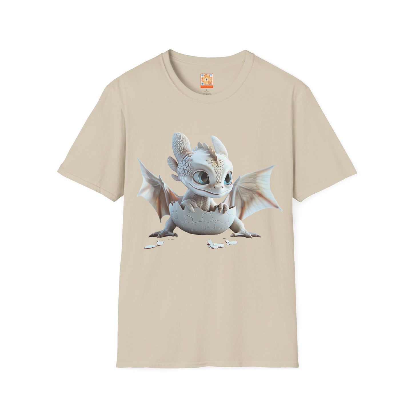Baby Dragon Hatching from Egg Adult Unisex Softstyle T-Shirt - Teeny Tiny Dragons