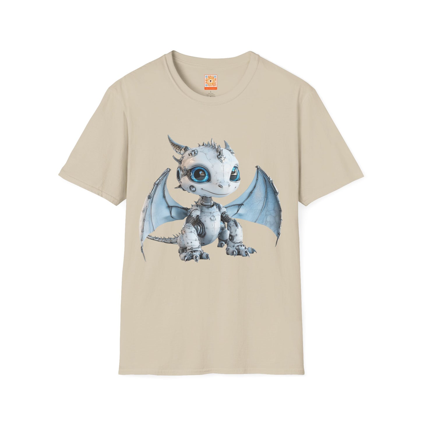 Blue Robot Dragon Adult Unisex Softstyle T-Shirt - Teeny Tiny Dragons
