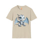 Blue Robot Dragon Adult Unisex Softstyle T-Shirt - Teeny Tiny Dragons