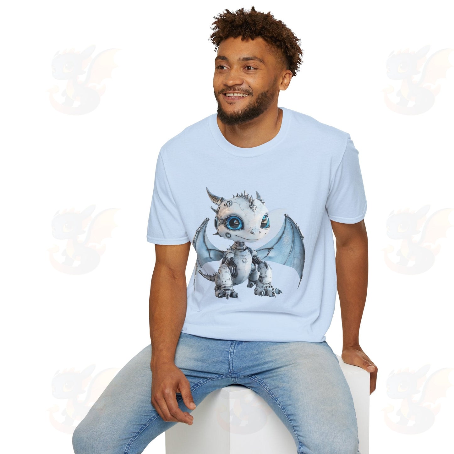Cute Little Robot Dragon - Adult Robot Dragon Design Unisex Softstyle T-Shirt
