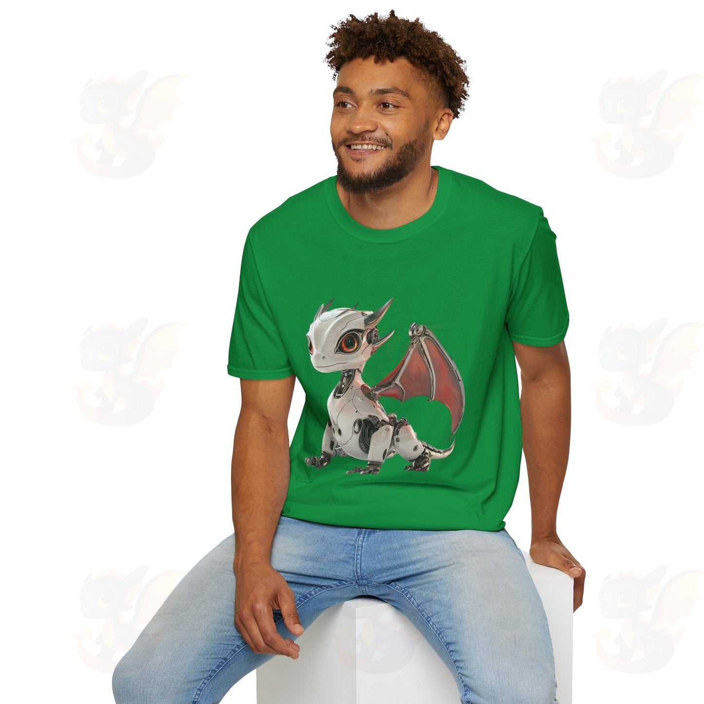 Adult Robot Dragon Design Unisex Softstyle T-Shirt