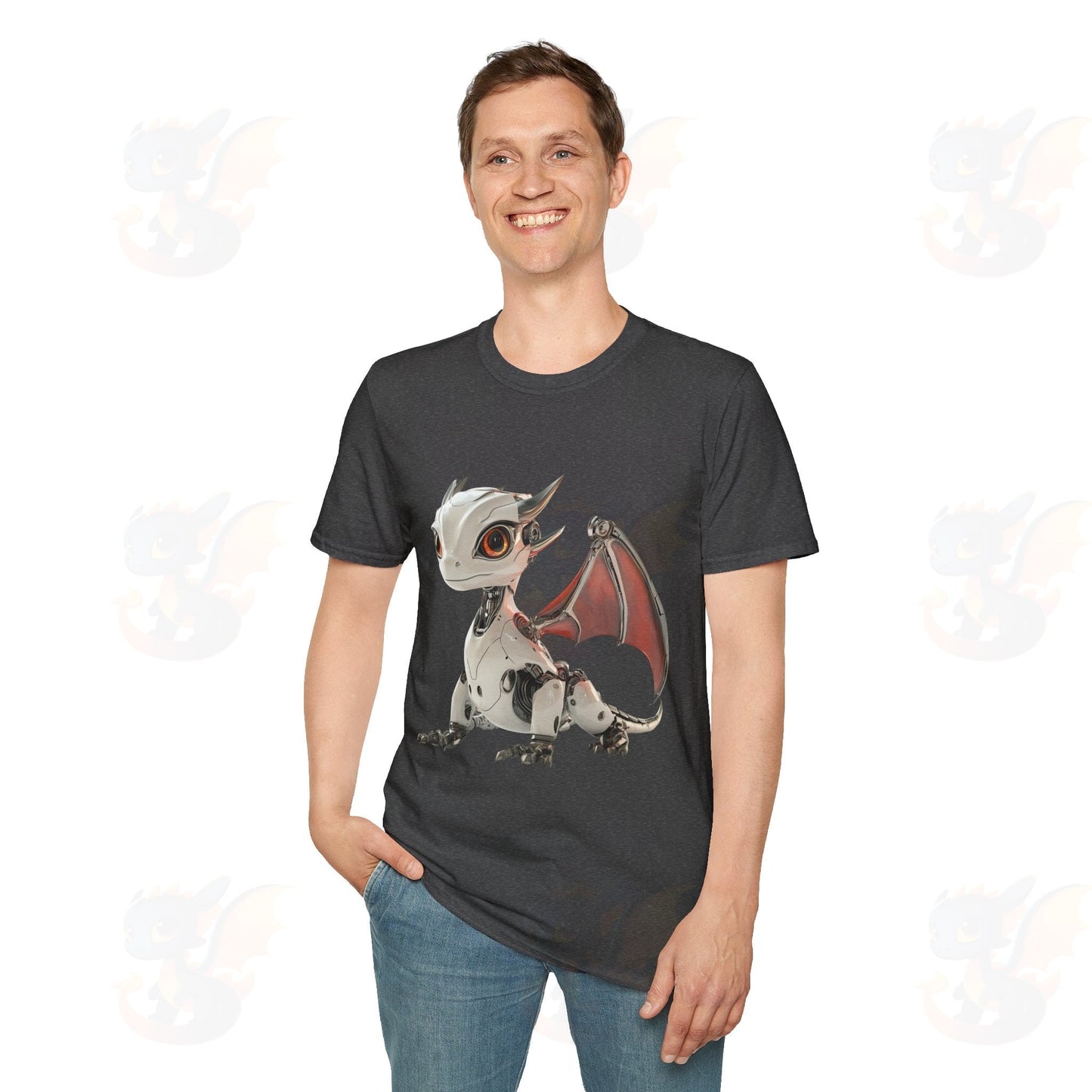 Adult Robot Dragon Design Unisex Softstyle T-Shirt