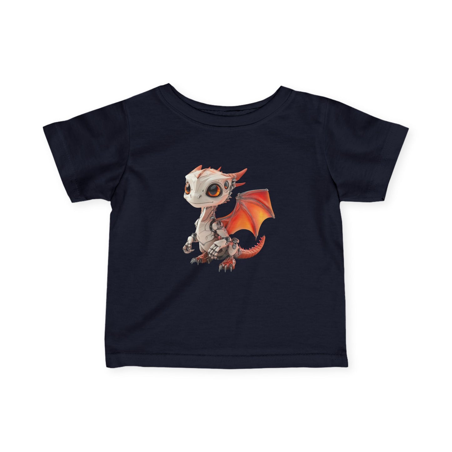 Cute Little Red Robot Dragon Infant Fine Jersey T-Shirt - Teeny Tiny Dragons