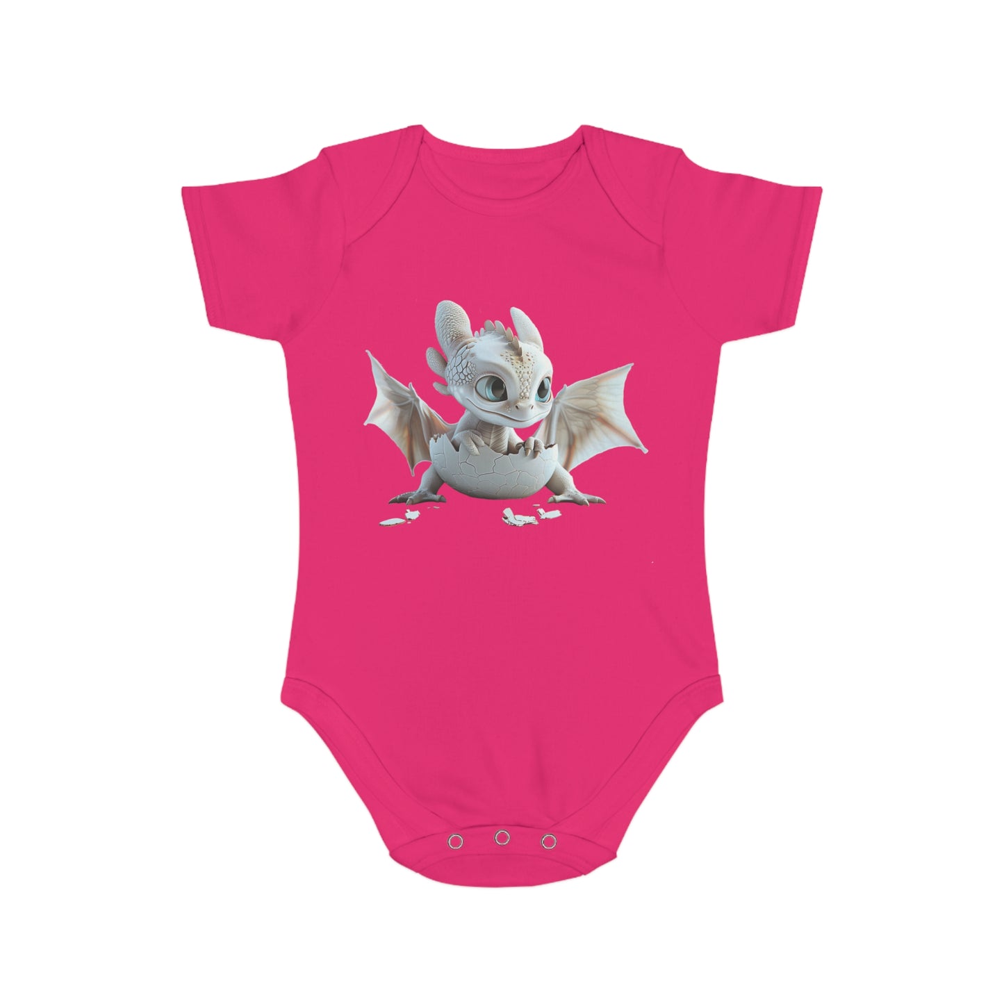 Short Sleeve Baby Bodysuit with an Adorable Baby Dragon