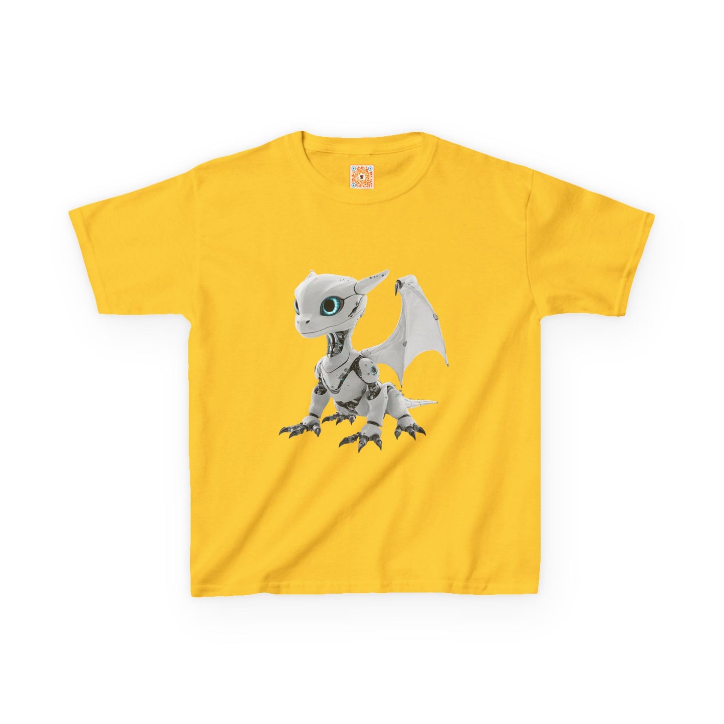 Little White Robot Dragon Kids Heavy Cotton T-Shirt - Teeny Tiny Dragons