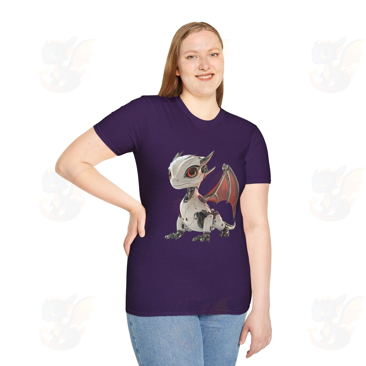 Adult Robot Dragon Design Unisex Softstyle T-Shirt