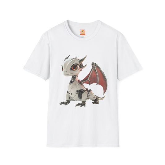 Sitting Robot Dragon Adult Unisex Softstyle T-Shirt - Teeny Tiny Dragons