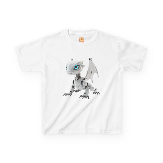 Blue Eyed Robot Dragon Heavy Cotton T-Shirt - Teeny Tiny Dragons