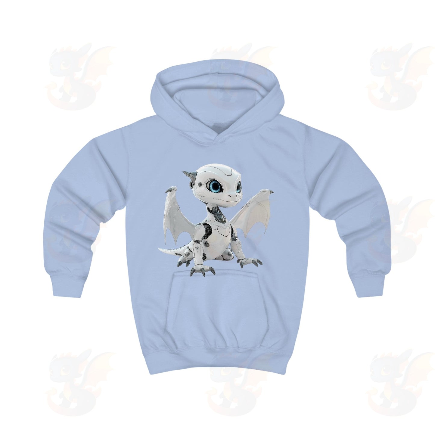 White Robot Dragon Design - Kids Hoodie