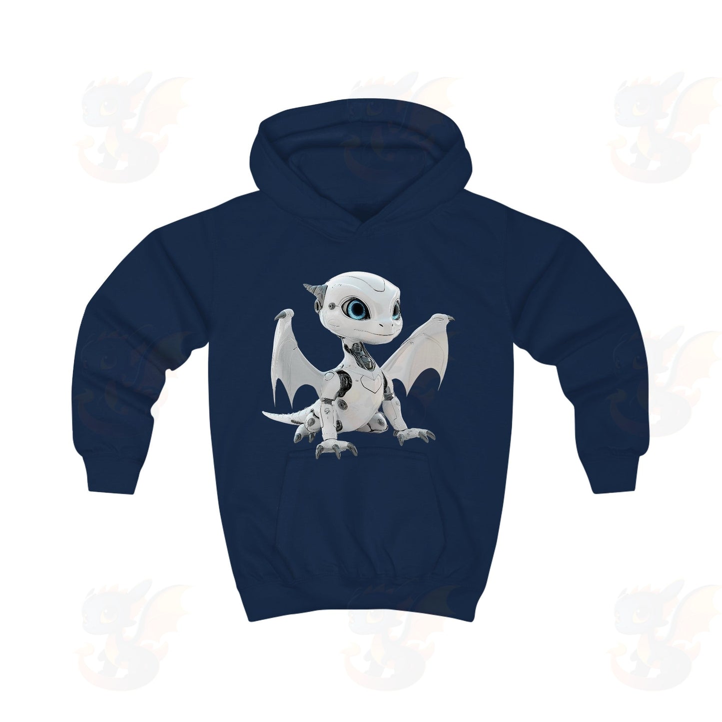 White Robot Dragon Design - Kids Hoodie