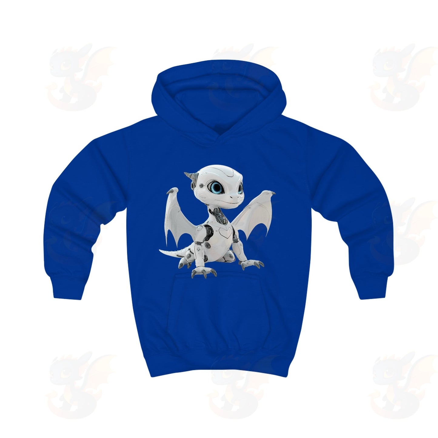 White Robot Dragon Design - Kids Hoodie