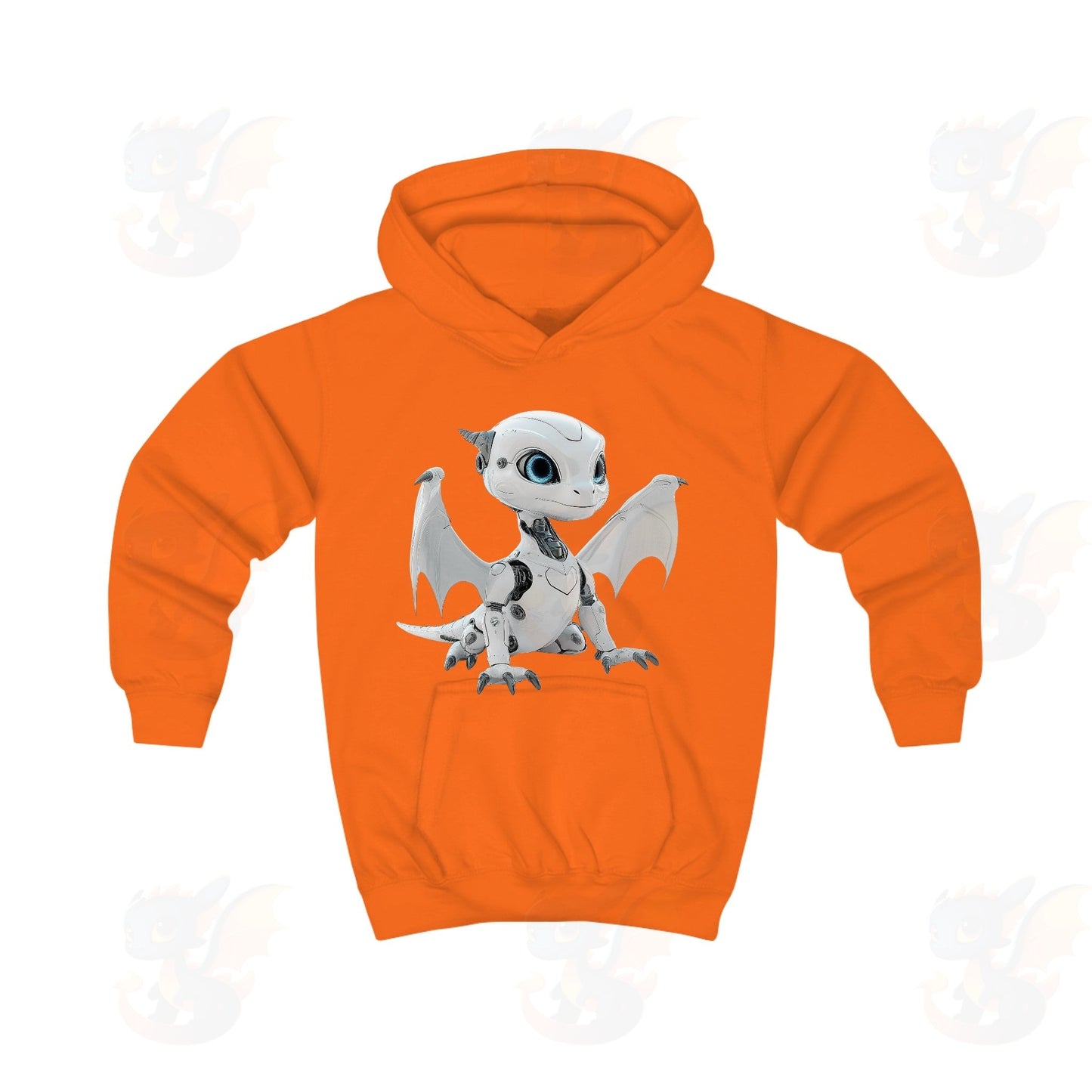 White Robot Dragon Design - Kids Hoodie
