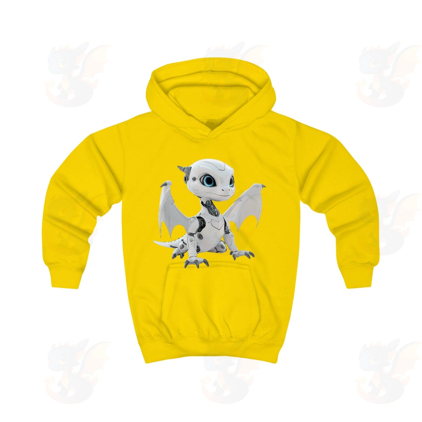 White Robot Dragon Design - Kids Hoodie