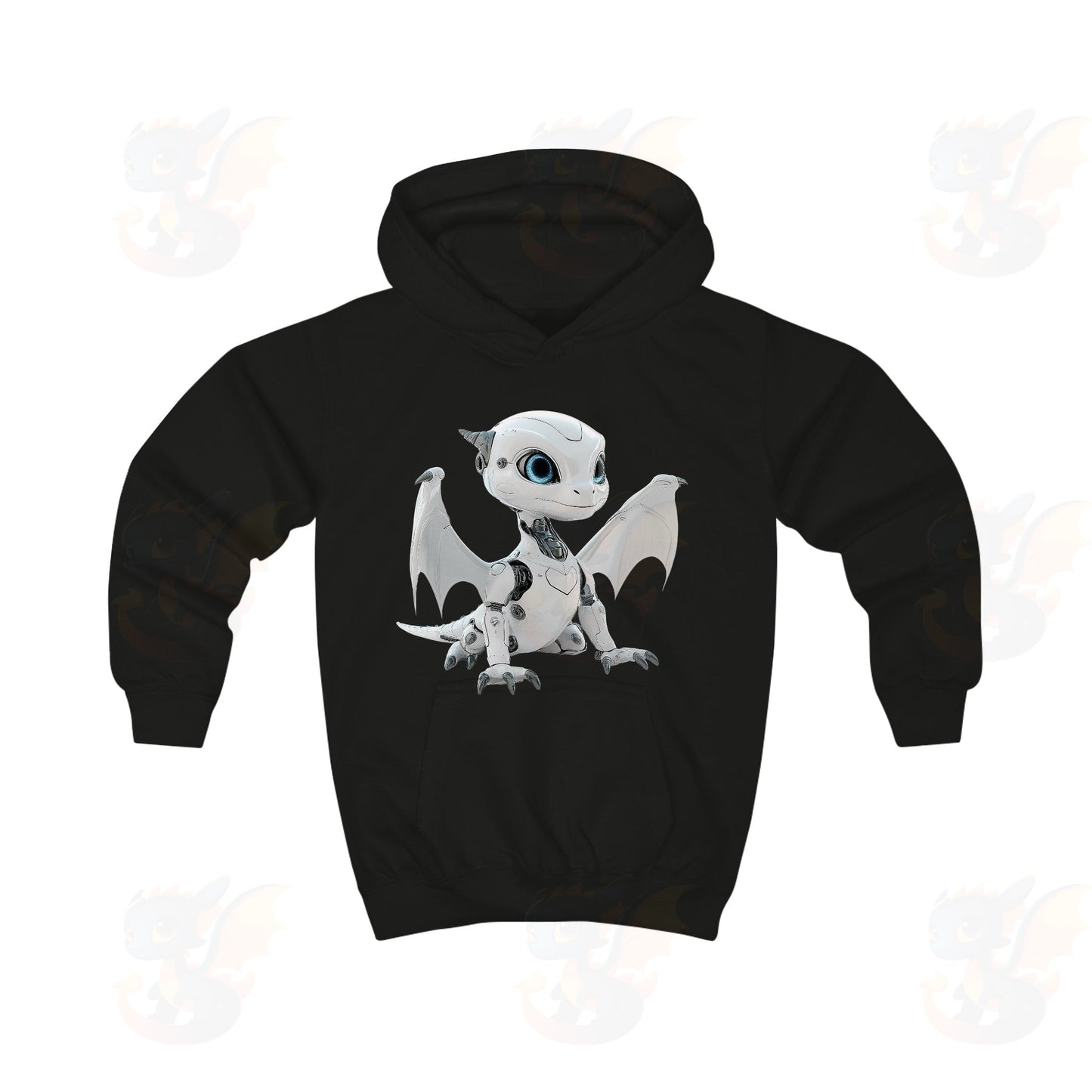 White Robot Dragon Design - Kids Hoodie