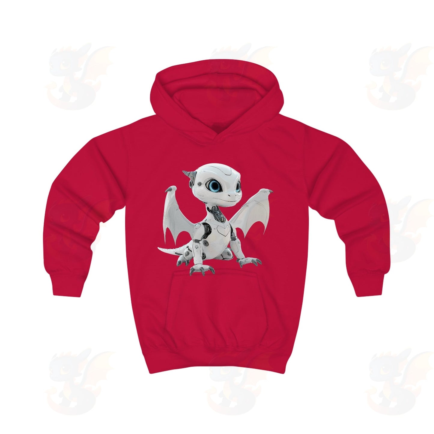 White Robot Dragon Design - Kids Hoodie