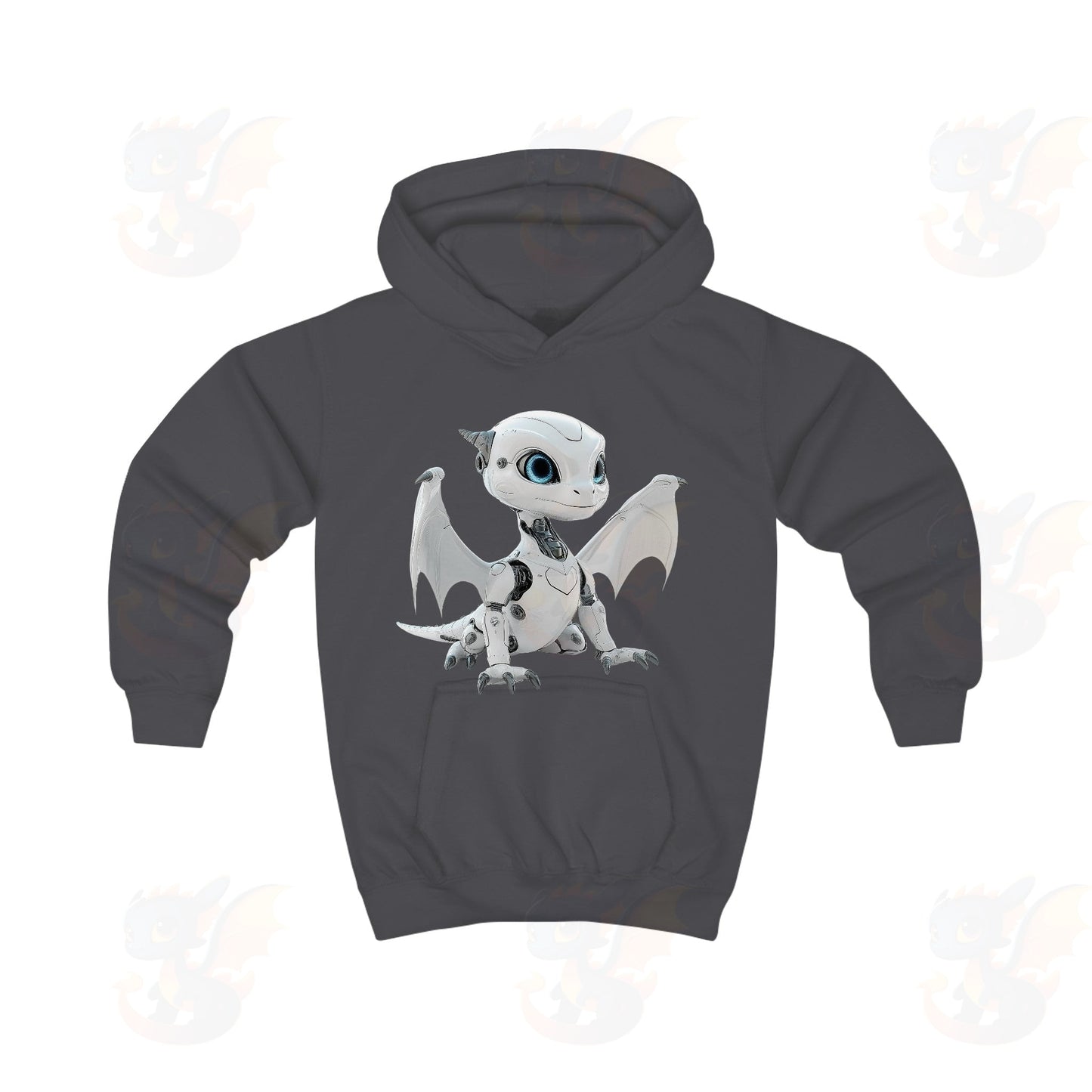 White Robot Dragon Design - Kids Hoodie