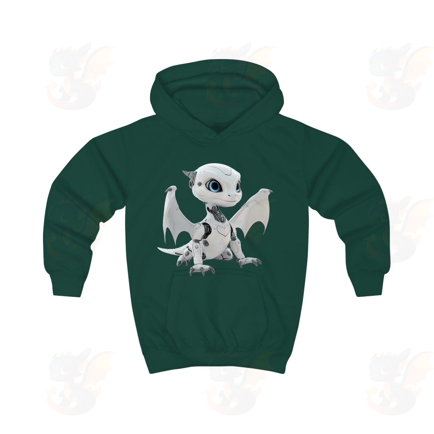 White Robot Dragon Design - Kids Hoodie