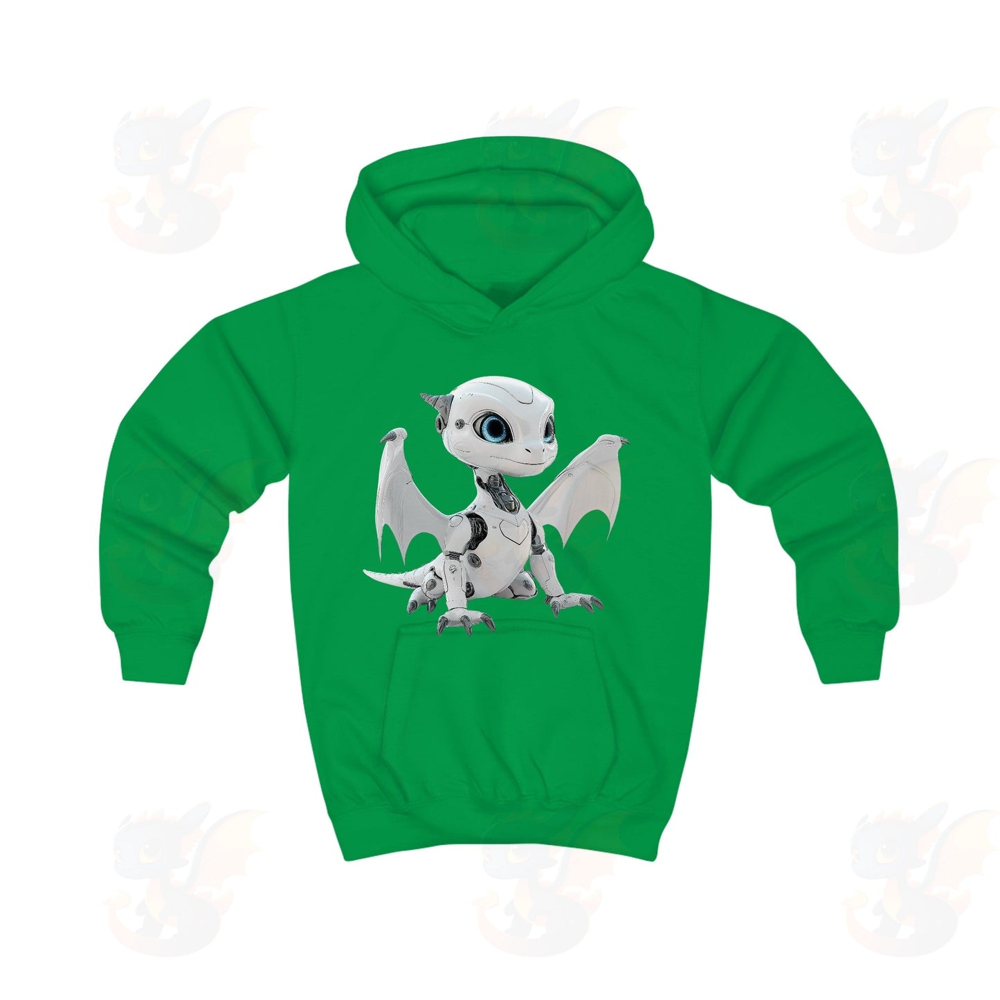 White Robot Dragon Design - Kids Hoodie