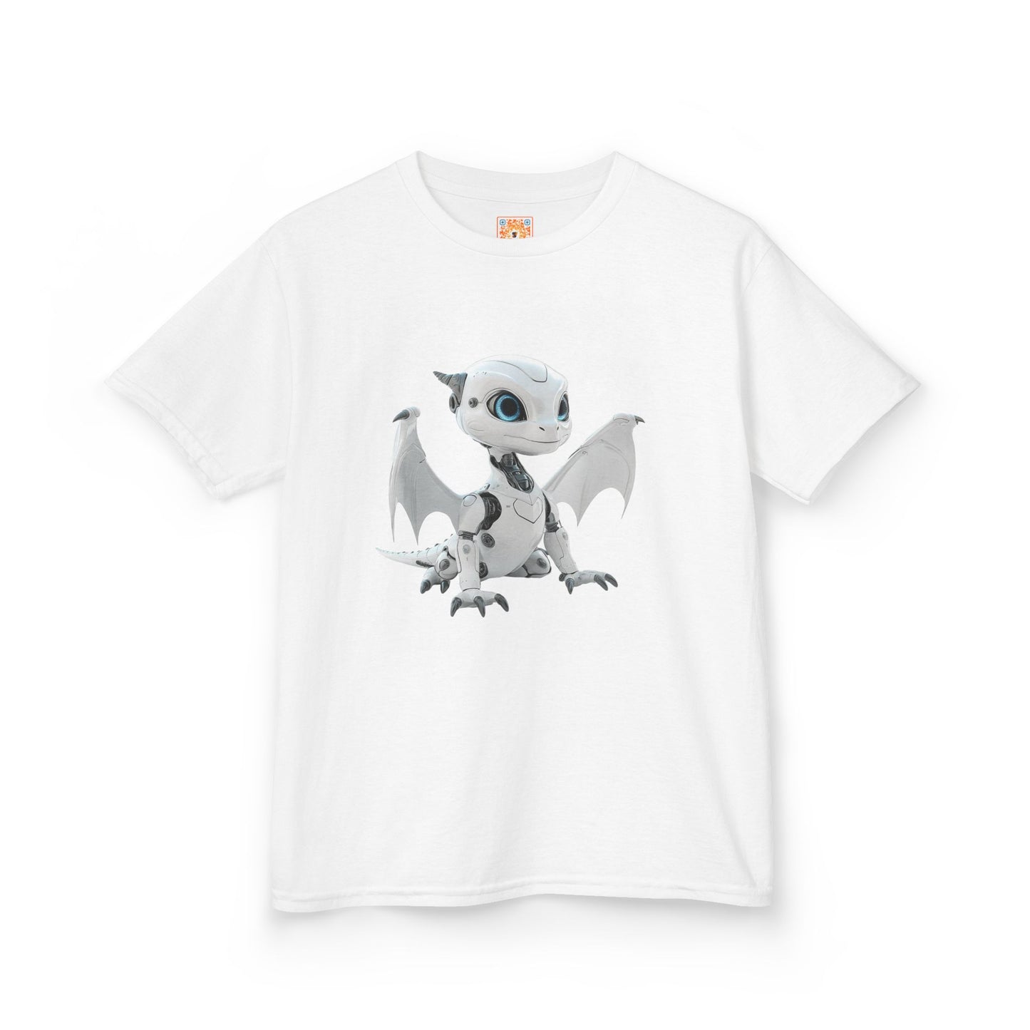 Cute White Robot Dragon Kids Heavy Cotton T-Shirt - Teeny Tiny Dragons