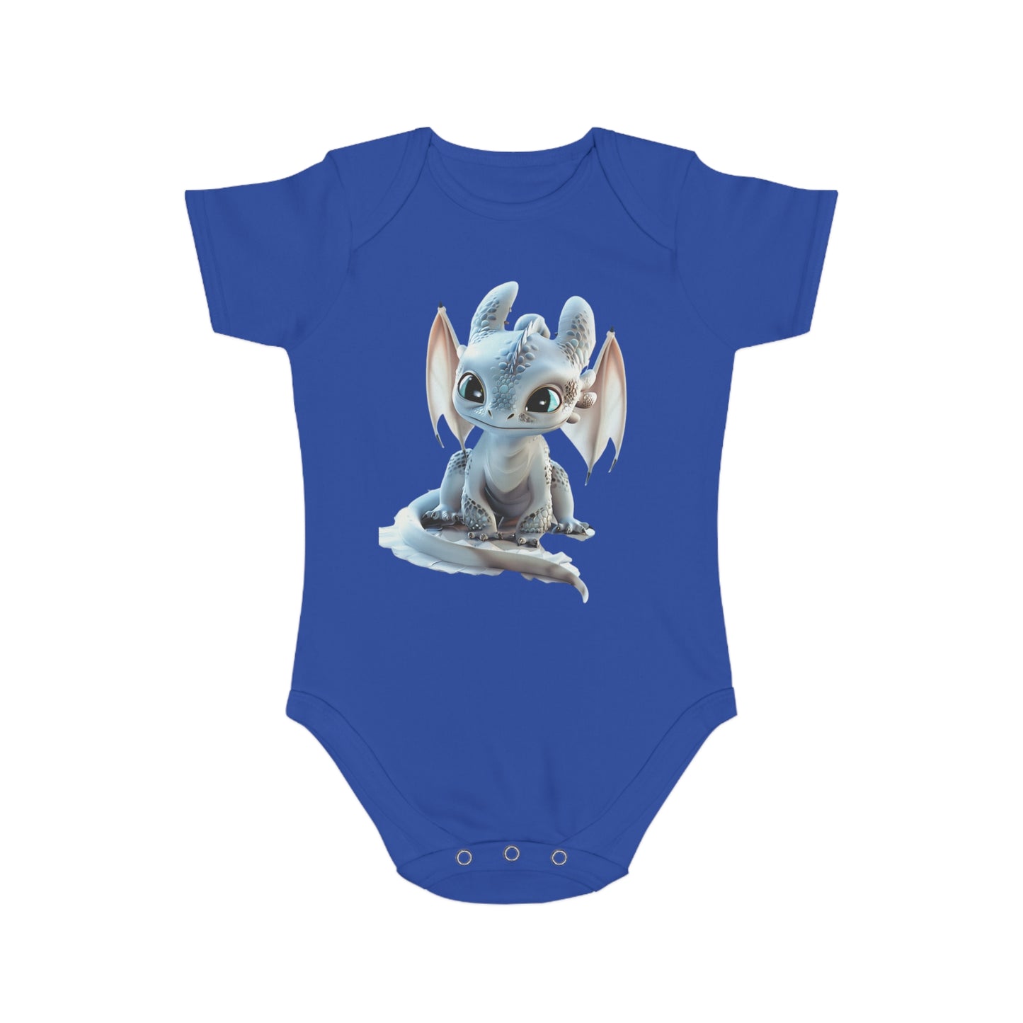 Short Sleeve Baby Bodysuit with an Adorable Baby Dragon