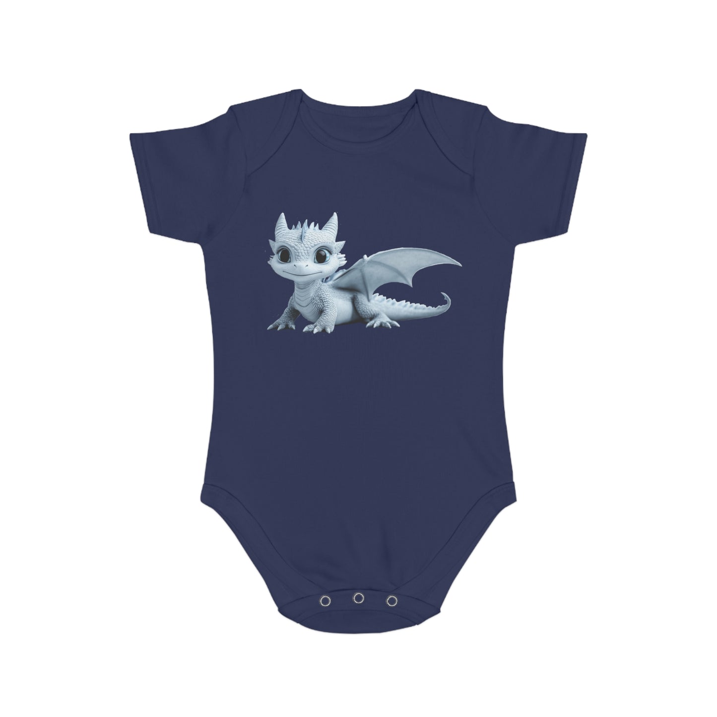 Short Sleeve Baby Bodysuit with an Adorable Baby Dragon