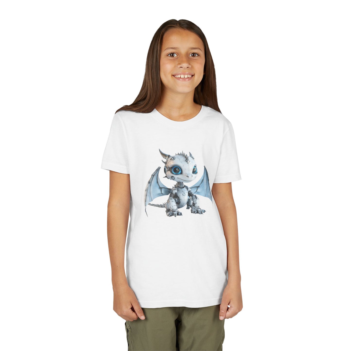 White Robot Dragon Kids Tee - Fun Adventure Design - Teeny Tiny Dragons