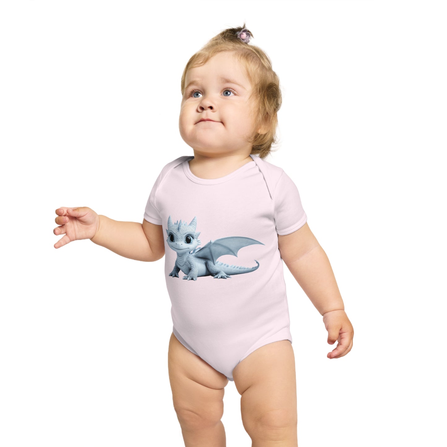Short Sleeve Baby Bodysuit with an Adorable Baby Dragon
