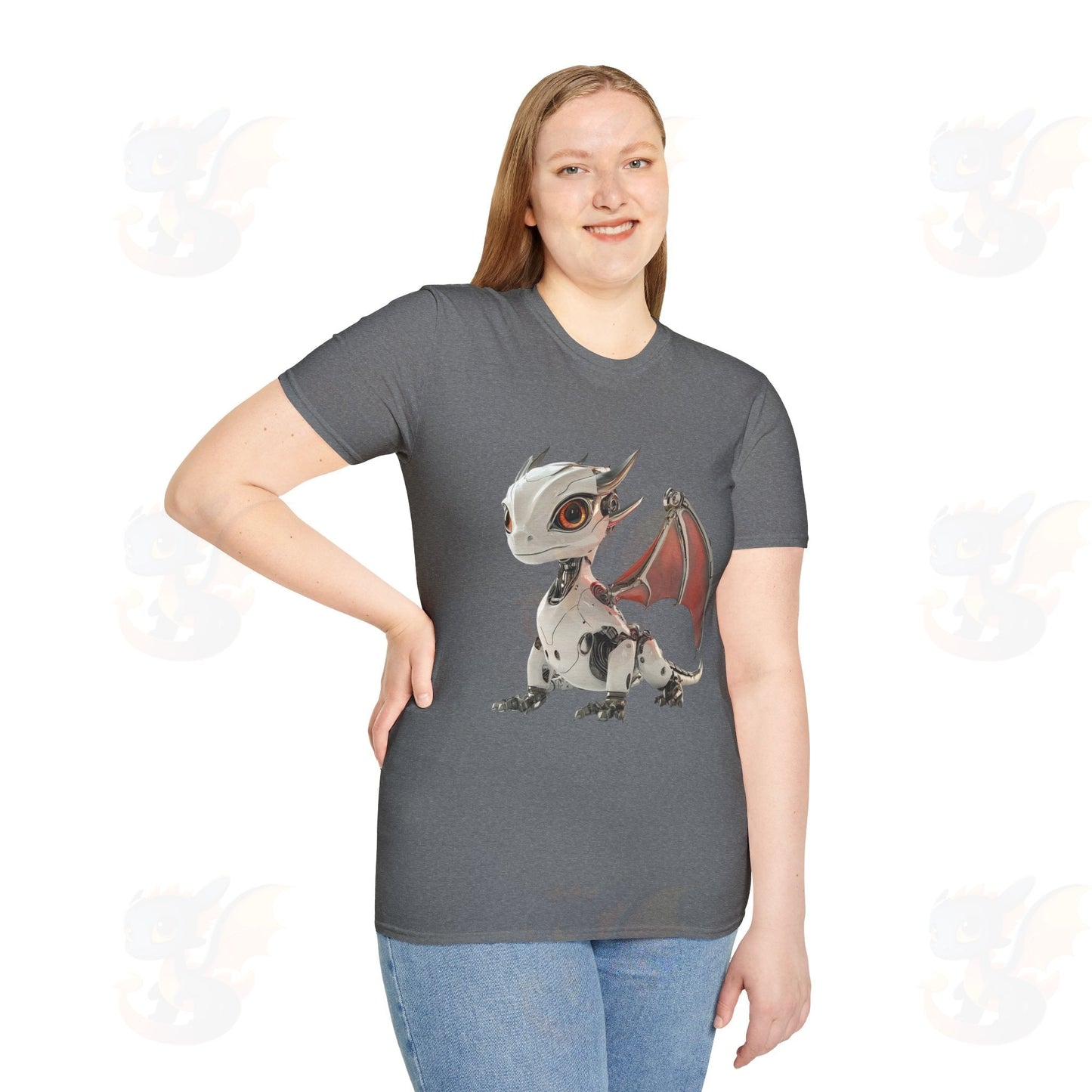 Adult Robot Dragon Design Unisex Softstyle T-Shirt