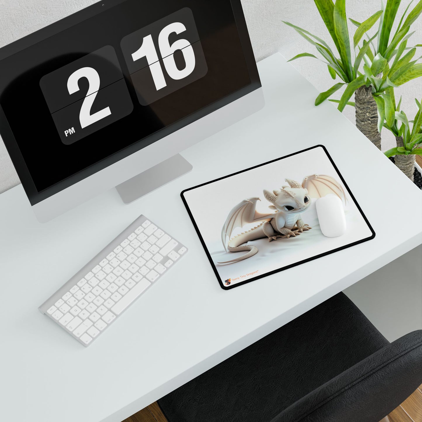 Cute White Baby Dragon Mouse Mat - Teeny Tiny Dragons